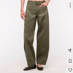 Abercrombie & Fitch Khaki Barrel Belt Green Trousers